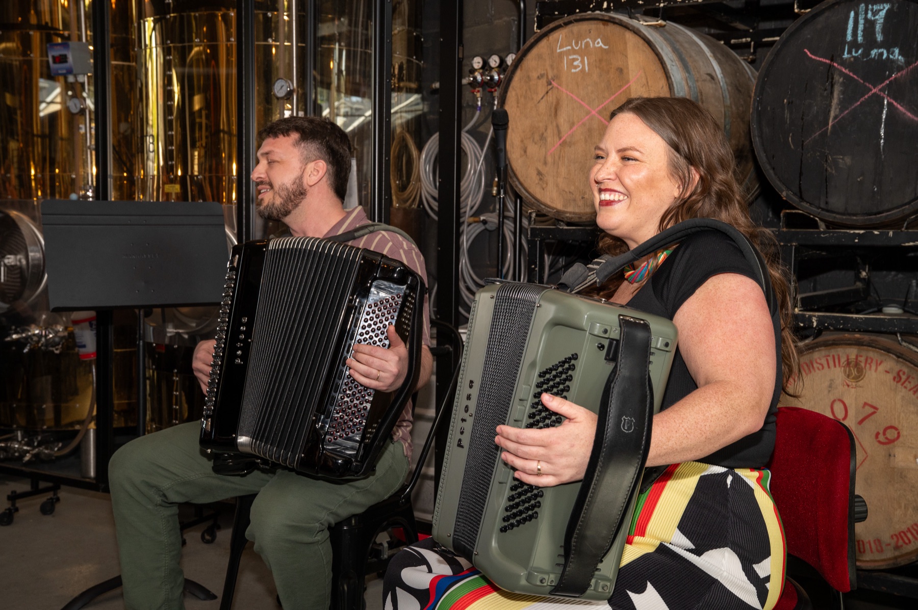 Gabe and Jamie playing accordions